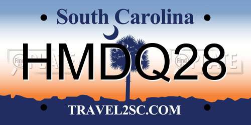 HMDQ28 South Carolina License Plate