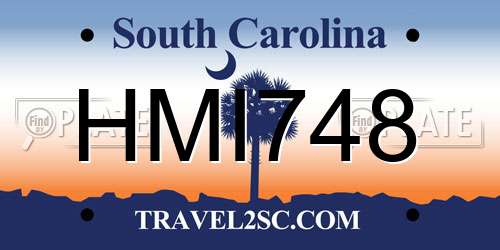 HMI748 South Carolina License Plate