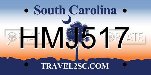 HMJ517 South Carolina License Plate
