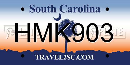 HMK903 South Carolina License Plate