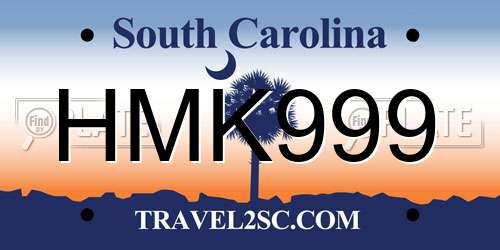 HMK999 South Carolina License Plate