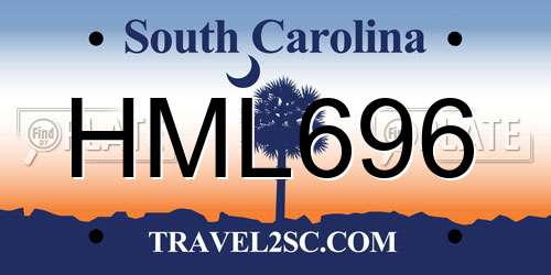 HML696 South Carolina License Plate