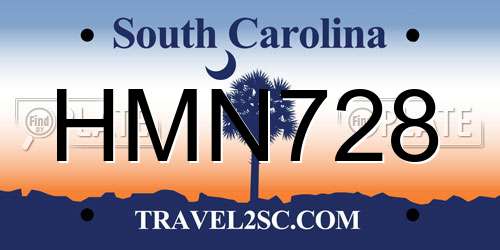 HMN728 South Carolina License Plate