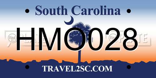HMO028 South Carolina License Plate