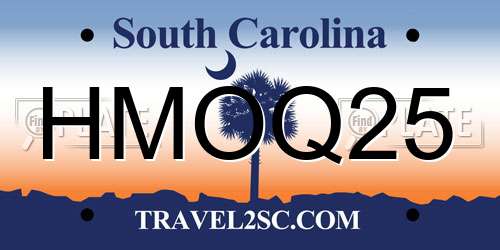 HMOQ25 South Carolina License Plate