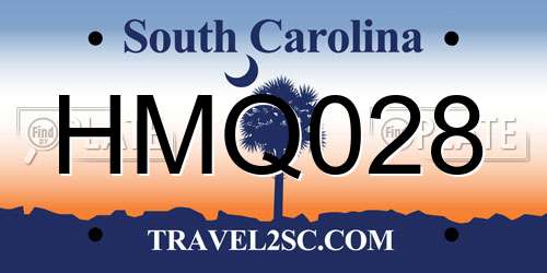 HMQ028 South Carolina License Plate