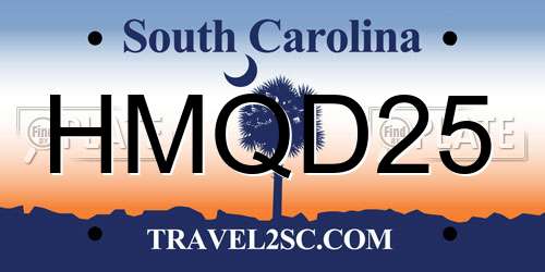 HMQD25 South Carolina License Plate