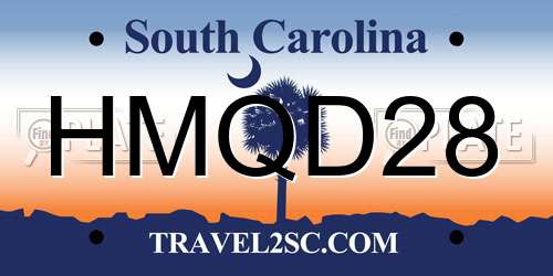 HMQD28 South Carolina License Plate