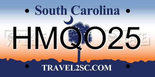 HMQO25 South Carolina License Plate