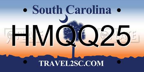 HMQQ25 South Carolina License Plate