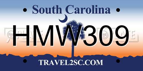 HMW309 South Carolina License Plate