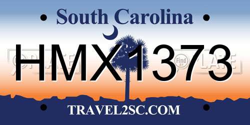HMX1373 South Carolina License Plate