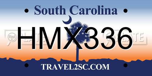 HMX336 South Carolina License Plate