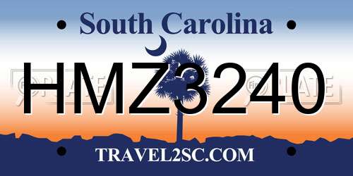 HMZ3240 South Carolina License Plate
