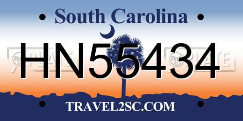 HN55434 South Carolina License Plate