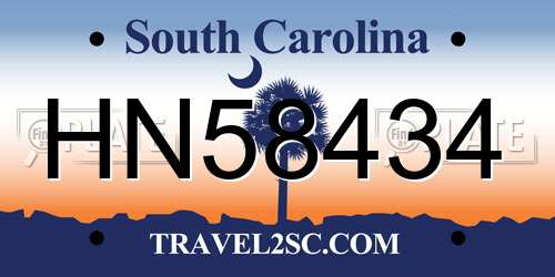 HN58434 South Carolina License Plate