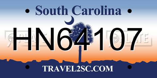HN64107 South Carolina License Plate