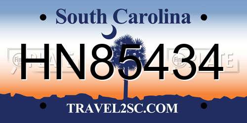 HN85434 South Carolina License Plate