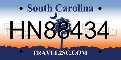 HN88434 South Carolina License Plate