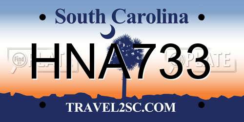 HNA733 South Carolina License Plate