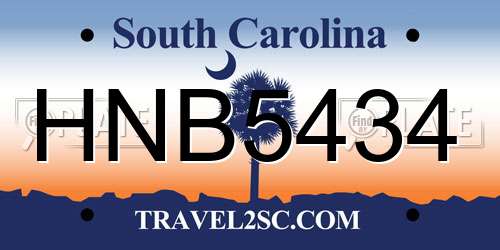 HNB5434 South Carolina License Plate