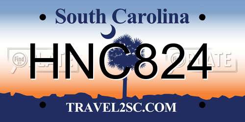 HNC824 South Carolina License Plate