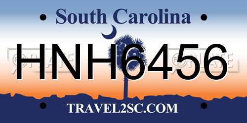 HNH6456 South Carolina License Plate