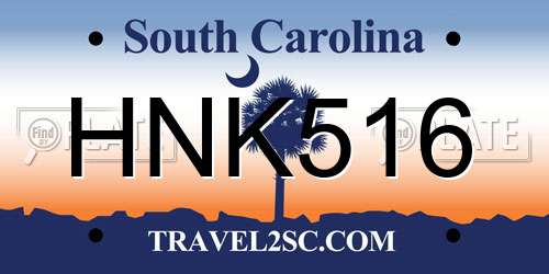 HNK516 South Carolina License Plate