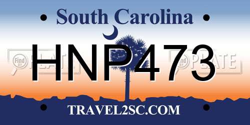 HNP473 South Carolina License Plate