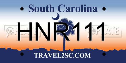 HNR111 South Carolina License Plate