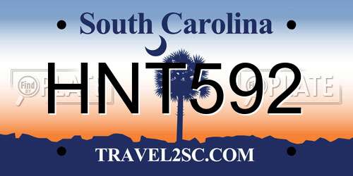 HNT592 South Carolina License Plate