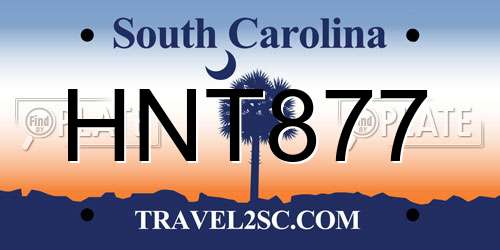 HNT877 South Carolina License Plate