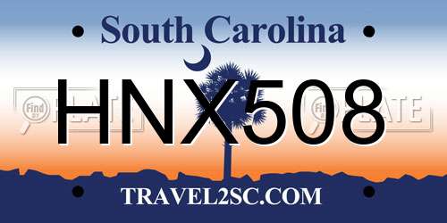 HNX508 South Carolina License Plate