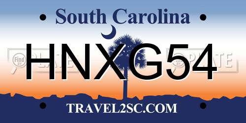 HNXG54 South Carolina License Plate