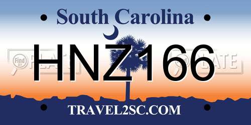 HNZ166 South Carolina License Plate