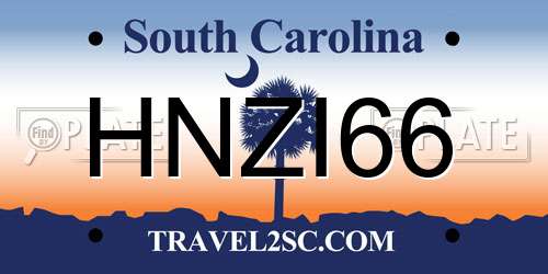 HNZI66 South Carolina License Plate
