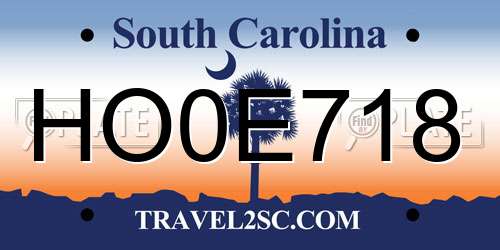 HO0E718 South Carolina License Plate