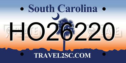 HO26220 South Carolina License Plate