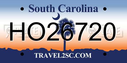 HO26720 South Carolina License Plate