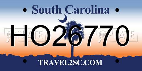 HO26770 South Carolina License Plate