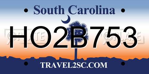 HO2B753 South Carolina License Plate
