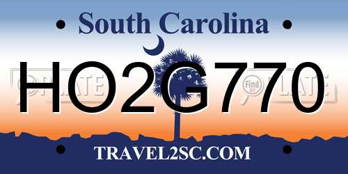 HO2G770 South Carolina License Plate