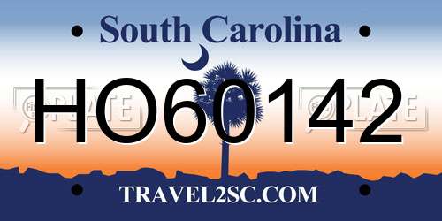 HO60142 South Carolina License Plate