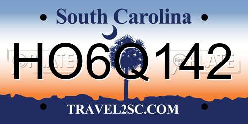 HO6Q142 South Carolina License Plate