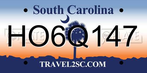 HO6Q147 South Carolina License Plate