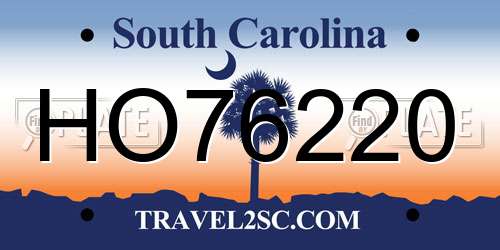 HO76220 South Carolina License Plate