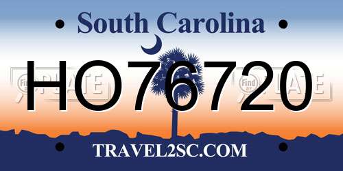 HO76720 South Carolina License Plate