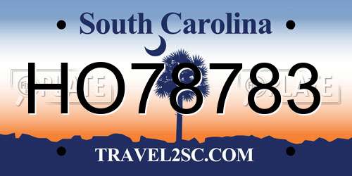 HO78783 South Carolina License Plate