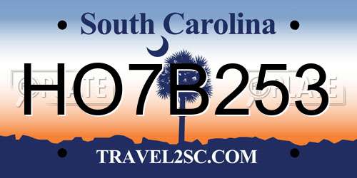 HO7B253 South Carolina License Plate