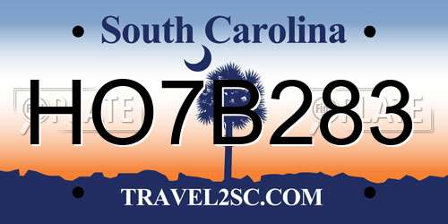 HO7B283 South Carolina License Plate